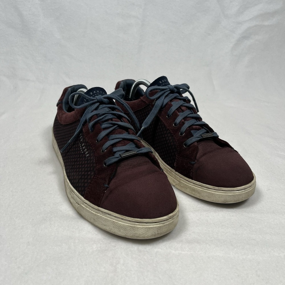 Ted Baker Sarpio Burgundy Textile and Suede Casual Trainers Mens Size US 11.5